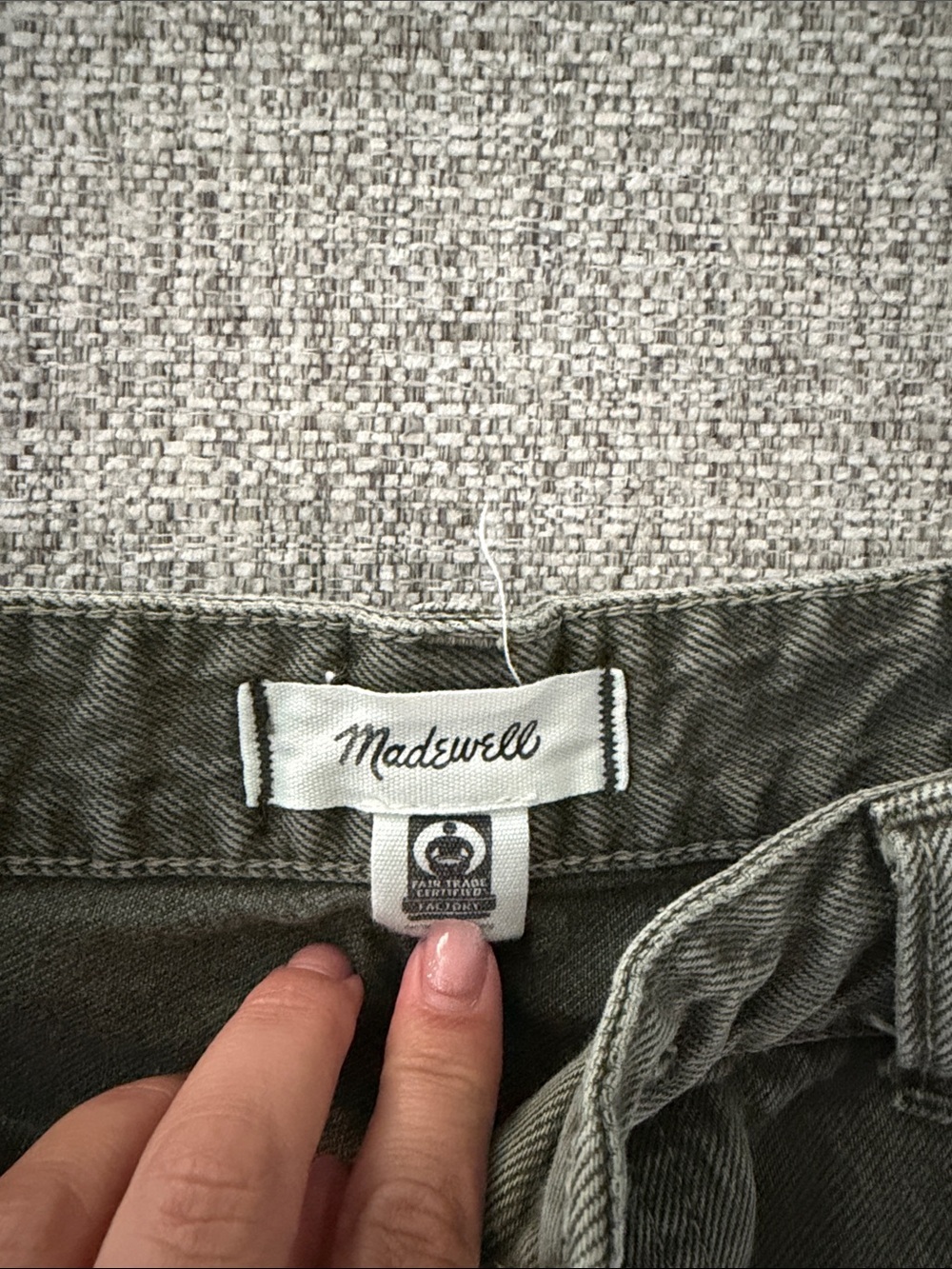 Madewell Olive Green Denim Jeans with Branded Waist Label - Picture 2 of 6